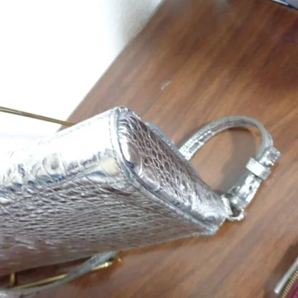 STUNNING Vintage Brahmin SILVER Melbourne Leather Shoulder Bag EXACT Clean LN - Picture 12 of 16